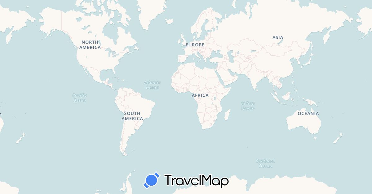TravelMap itinerary: driving, bus, plane, train, boat, motorbike in France, Indonesia, India, Italy, Cambodia, Laos, Malta, Malaysia, Netherlands, Norway, Nepal, Philippines, Thailand, East Timor, Vietnam (Asia, Europe)